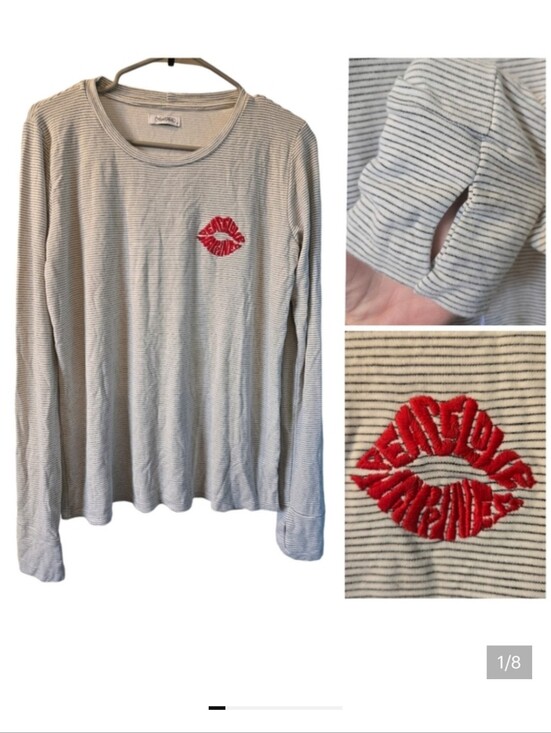 Lauren Moshi Tops - Lauren Moshi Peace Love Happiness Lip sweatshirt